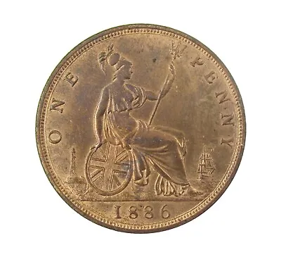 Victoria 1886 Bronze Bun Head Penny - Gef • £80