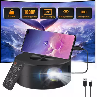 4K Mini Projector 8000 Lumen LED 1080P WiFi Android/iOS Portable Home Theater US • $35.99