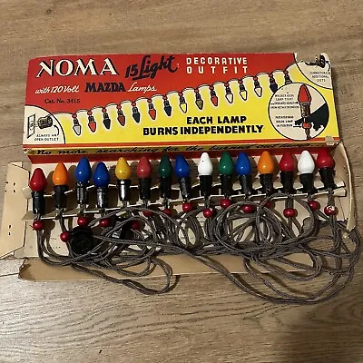RARE Vtg NOMA Christmas 15 Lights Mazda Bulbs Lamp W Box Multicolor Tested 🎄 • $59.99