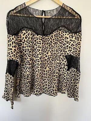Stunning ZARA Animal Print And Lace Top - XL Fits 14 To 16 • $9.99