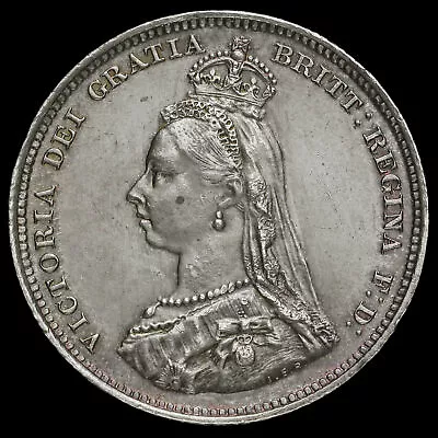 1887 Queen Victoria Jubilee Head Silver Shilling Near EF • £32