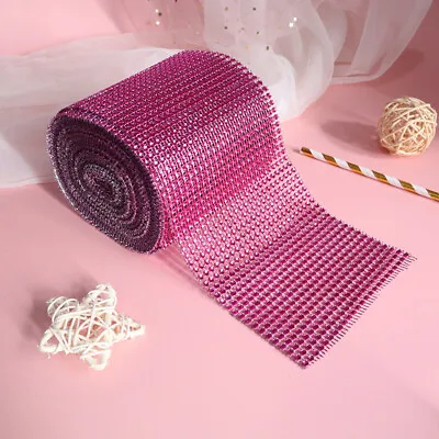 £2.25 • Buy Diamante Sparkle Effect Mesh Ribbon Trimming - Hot Pink - Cake, Bridal, Crafts