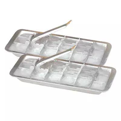 Vintage Kitchen Aluminum Metal Ice Cube Trays Set Of 2 • $33.74