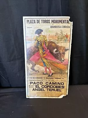 Original Laminograf 1960s Bullfight Poster Plaza De Toros Monumental PrintedZ300 • $10