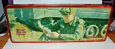 ELVIS PRESLEY Hinged Russell Stover Chocolates Tin U.S. Army Reading Letter  • $6.99