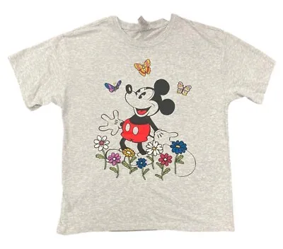 Disney Mickey Mouse Licensed Ladies Character Tee Embroider Gray Size X-Large XL • $10.99