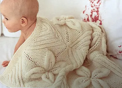 KNITTING PATTERN BABY LEAF BLANKET  DK Or  ARAN YARN  PATTERN  - No 8B • £2.15