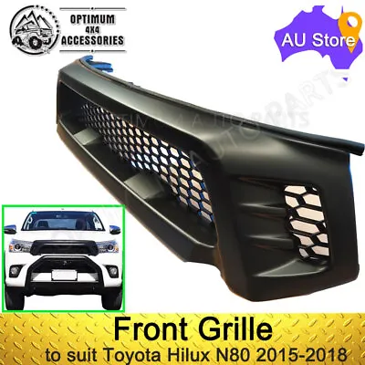 Matte Black Grille Front Grill To Suit Toyota N80 Hilux Workmate SR5 2015-2018 • $139