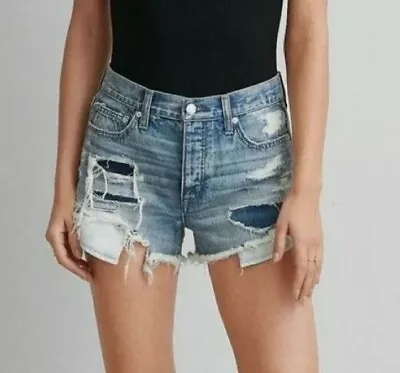 Women's American Eagle Vintage Hi-Rise Festival Jean Shorts Destroyed Sz 00 • $16.75