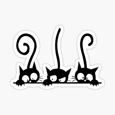 3 Black Peeking Cat For Laptop Cup Window Wall Vinyl Decal Sticker • $2.50
