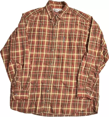 Columbia Regular Fit Button Down Flannel Shirt Size M Red Plaid Long Sleeve • $9.94