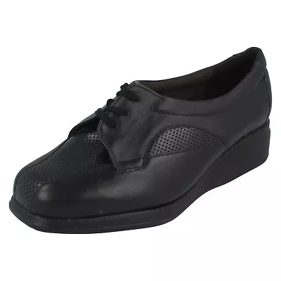 £13.49 • Buy Ladies Navy Leather EQUITY Wedge Shoes Style GLORIA UK 2.5 4XE Fitting