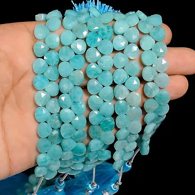 Natural Amazonite Gemstone Heart Shape Faceted Beads 7X7X4mm Strand 20-25 Pcs • $15.40