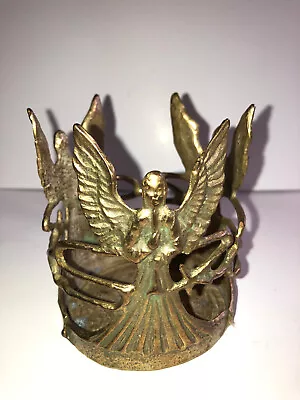 Vintage RARE Brass Trumpeting Angel Votive Candle Holder Vase Stand 4  Korea • $19.19