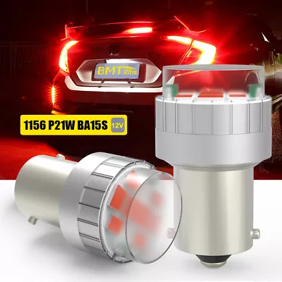 $11.69 • Buy 2X 1156 7506 Pure Red LED Brake Stop Tail Light Bulbs P21W For BMW X5 2000-2013
