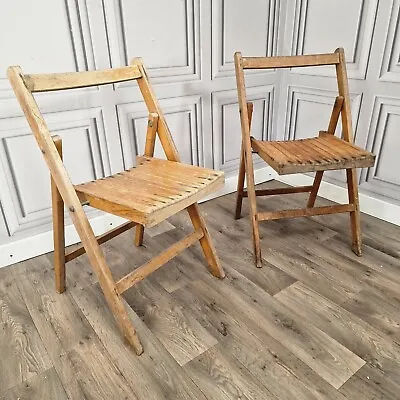 Vintage Pair X2 Wooden Folding Director Deck Chairs Habitat ? Aldo Jacober Style • £79.99