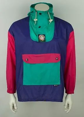 Vintage K-Way Colorblock Rain Coat Pullover Anorak Windbreaker Jacket Sz. Mens S • $25