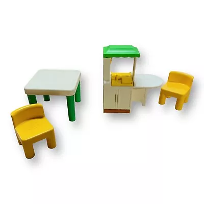 Little Tikes Dollhouse Party Kitchen 2 Yellow Chairs Table Vintage Lot • $22.46