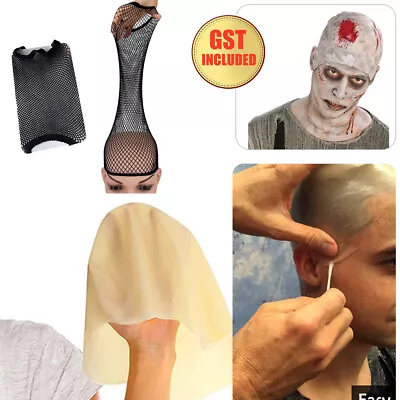 Mens Bald Skin Head Unisex Funny Skinhead Dress Fancy Costume Latex Wig Set • $9.14