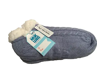 Muk Luks Slipper Socks Infused With Shea Butter Light Blue Sz S/M 6-8 Non Skid • $14.95