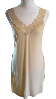 Vanity Fair Vintage Beige Silky Slinky Full Slip Nightgown Womens 18” 38/44 Flaw • $13.08