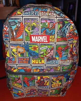 Comic Strip Marvel Super Heroes Backpack Bag Spiderman Captain America Hulk EUC • $11.99