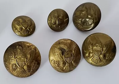 Lot Of 6 US Military Eagle And Shield Buttons 9165 • $9.99