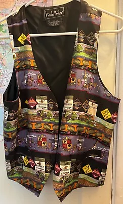 Vintage Men's Silk Nicole Miller Vest Winery Theme Large Limited Quantities • $38.17