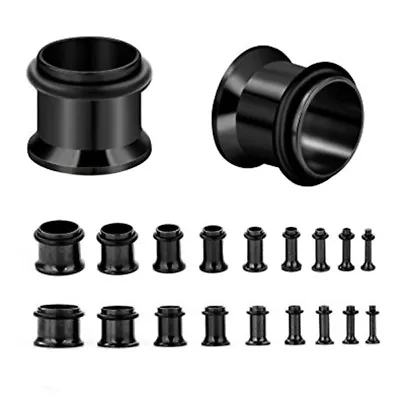 Black Pvd Steel Single Flare Eyelet Ear Tunnels Stretchers Plugs 2.5mm - 16mm • £2.85