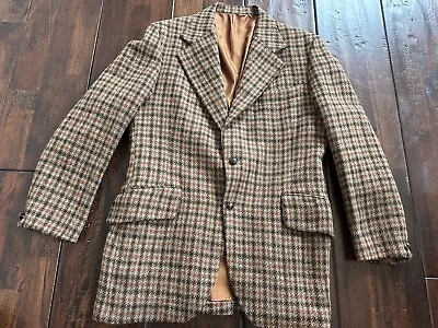 HARRIS TWEED Jacket Mens 42R Herringbone Weave Blazer Vintage Wool • $55.99