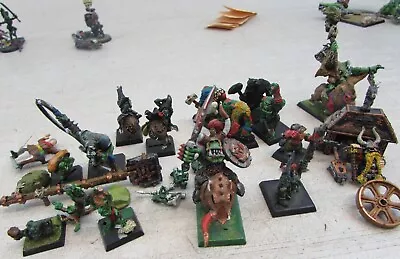 Classic Warhammer Fantasy Miniature Lot Primarily Orc W/ Dwarf & Bretonnian • £21