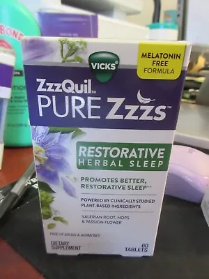 Vicks ZzzQuil Restorative Herbal Sleep (1-Box 60ct) - EXP 4/30/2024 • $7.59