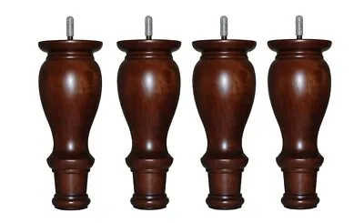 #8CLBM - 8  Round Turn Tapered Sofa Ottoman Couch Legs (Set Of 4) Brown Mahogany • $28.85