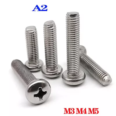 £2.03 • Buy M3 M4 M5 Small Micro Cross Round Bolts Phillips Pan Head Screws 3mm-100mm Long