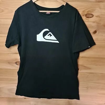 Y2K Quiksilver White Logo Print Black T-Shirt Men's Slim Size XL • $30