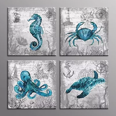 Marine Life Canvas Print Wall Art Picture Home Room Decor Painting Poster 4pcs • $43.67