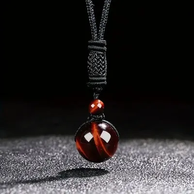 Red Tiger's Eye 16mm Round Bead Pendant Healing Reiki Amulet Women Men Necklace • $11.80