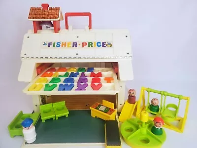 VTG 1971 Fisher Price Play Family School #923 Little People Playground Desks Inc • $83.99