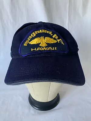 Magnum PI Hawaii Hat Adjustable Cap Embroidered Patch Royal Blue Gold VINTAGE • $25