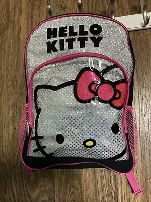 Large Sanrio F.A.B. Starpoint Hello Kitty Backpack 16  X 12  Pink Black Sparkle • $15.21