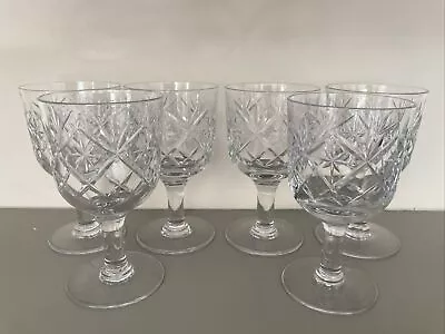 Cut Glass Wine Glasses/Lead Crystal? X 6 Excellent Condition  • £12