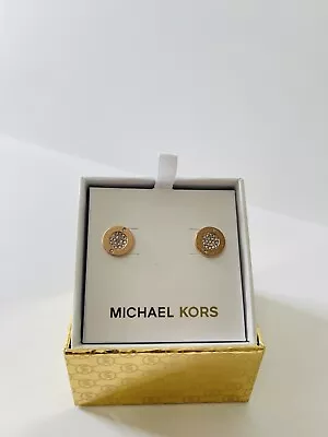 Nwt Michael Kors Plaque Rose Gold-tone Pave Earrings Mkjx3353791 Msrp $75.00 • $42.85