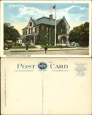 Memorial Hall Milford Massachusetts MA 1920s Postcard • $2.36