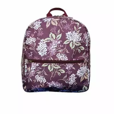 Peony® Womens Hydrangea Matte Oilcloth Rucksack Backpack Bag Purple • £29.99