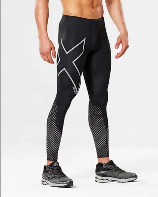 2XU Men's LONG COMPRESSION BLACK TIGHTS Size M Athletic Gym ACTIVE WEAR • £41.39