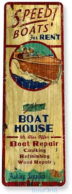 TIN SIGN Speed Boats Rent Lake Beach House Marina Classic Boat Metal B907 • $8.45