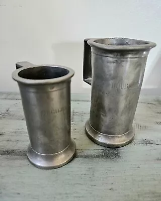 Antique Vintage Set 2 Pewter Graduated Measure Measuring Cups  • $25