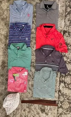 Lot Of 8 Mens Polo Golf Shirt Size XL PGA Tour Nike Puma FootJoy + Belt & Hat • $115