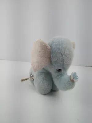 Vintage Eden Toys Baby Blue Elephant Stuffed Animal Plush Zoo 8  Musical Wind Up • $45
