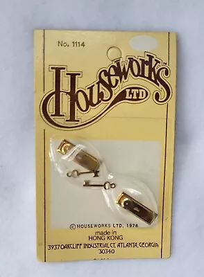 Vintage Dollhouse Miniature Houseworks LTD 2 Brass Door Knobs W/Keys #1114 NOS • $4.99